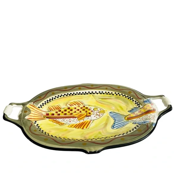 Antica Fornace Ceramiche Da Tavola Large Platter Fish Design Made